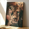 Scripture Canvas Wall Art Jesus Lion Cross Eyes A Powerful Christian Canvas Art Representing The Strength Of The Lion