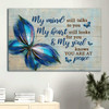 Blue Butterfly Watercolor Painting My Mind Still Talks To You Heaven Canvas Wall Art Christian Wall Decor