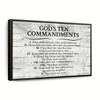 Ten Commandments Gray Canvas Wall Art Christian Canvas Wall Art Religious Wall Art Canvas