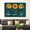 Live By Faith Grow In Grace Walk In Love Wall Art Canvas, Sunflowers Christian Wall Decor Religious Wall Decor