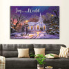 Joy To The World, Country Church In Snow, Christmas Wall Art Canvas Religious Wall Decor