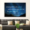 John 11 In The Beginning Was The Word Canvas Print, Bible Verse Wall Art Religious Wall Decor
