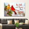 Be Still And Know That I Am God, Cardinal Bird Couple, Christian Wall Art Canvas Religious Wall Decor