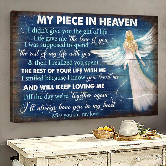 Memorial Beautiful Angel Till The Day We're Together Again Memorial Gift For Family Members My Piece In Heaven Canvas