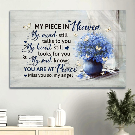 Memorial Baby Blue Eyes Butterfly Heaven Gift For Members Family My Soul Knows You Are At Peace Canvas Wall Art