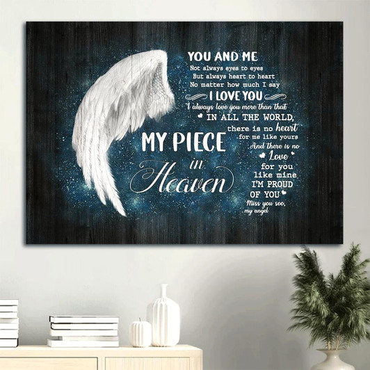 Memorial Angel Wing Galaxy Memorial Gift For Family Members My Piece In Heaven Canvas Wall Art Christian Wall Decor