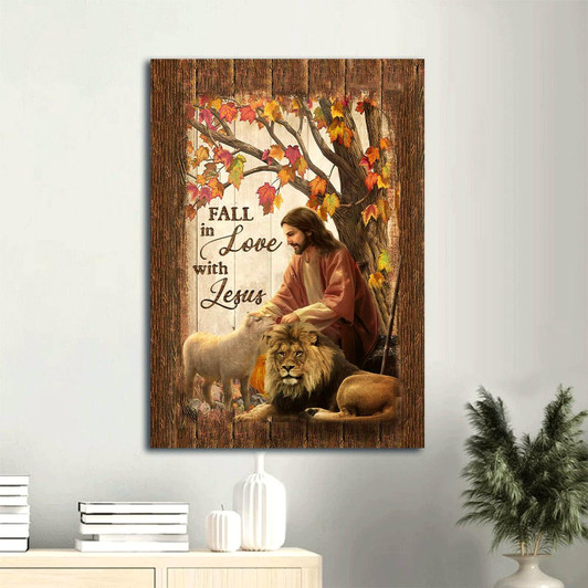 God Wall Art God Wall Art Autumn Forest Drawing Lion Of Judah White Lamb God And Lion Fall In Love With Canvas Wall Art