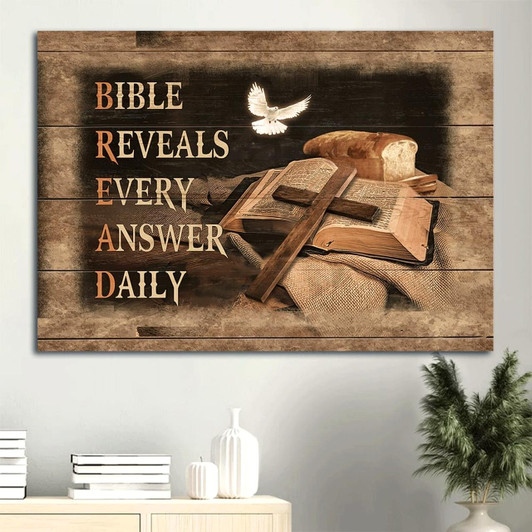 Big Cross Bible Painting White Dove Bible Reveals Every Answer Daily Canvas Wall Art Christian Wall Decor