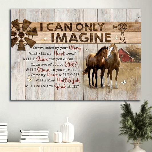 Beautiful Horse Wooden Windmill White Butterfly Canvas I Can Only Imagine Canvas Wall Art Christian Wall Decor
