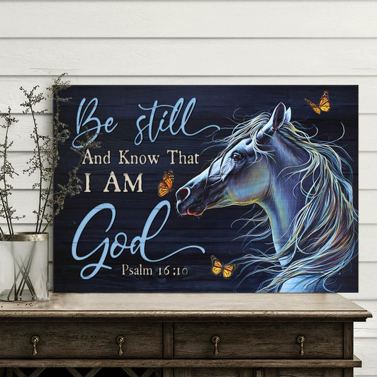Beautiful Horse Butterfly Canvas Be Still & Know That I Am God Canvas Wall Art Christian Wall Decor