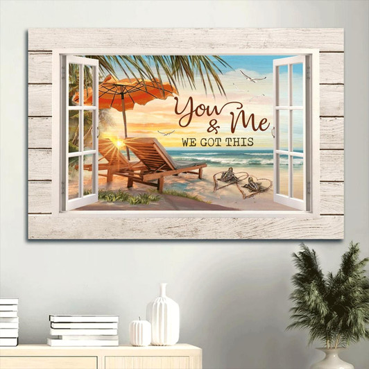 Beach Chairs On The Beach Sea Turtle Couple Canvas You & Me We Got This Canvas Wall Art Christian Wall Decor