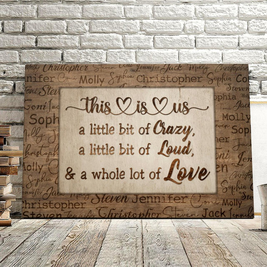 Custom This Is Us Canvas Wall Art Personalized "This Is Us" With Names On Background Canvas Family Poster Canvas Family