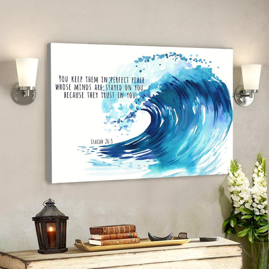 You Keep Them In Perfect Peace Whose Minds Are Stayed On You 4 Jesus Lion Painting Wall Art Scripture Canvas