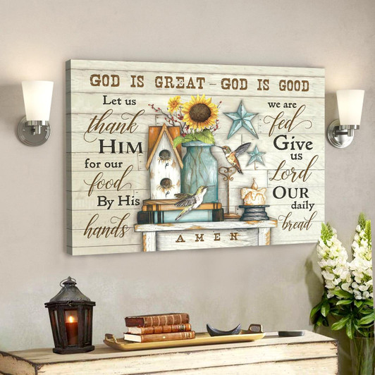 Hummingbird – God Is Great God Is Good Bible Verse Canvas Scripture Canvas Wall Art