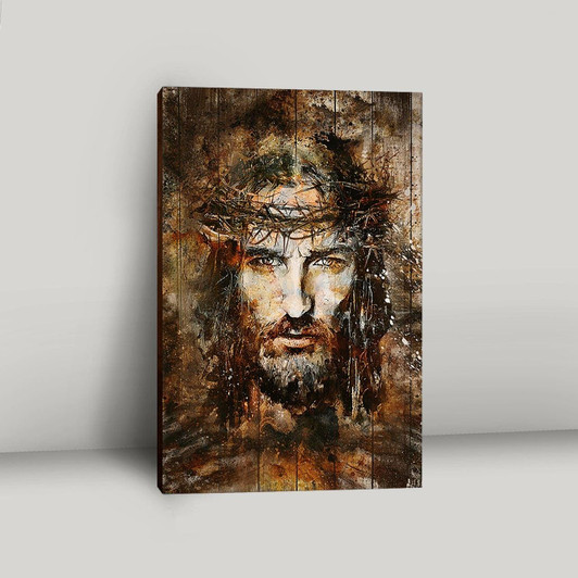 Jesus Face And Crown Of Thorns Canvas Art With Bible Verse For Deep Spiritual Reflection And Faith Based Home Decor