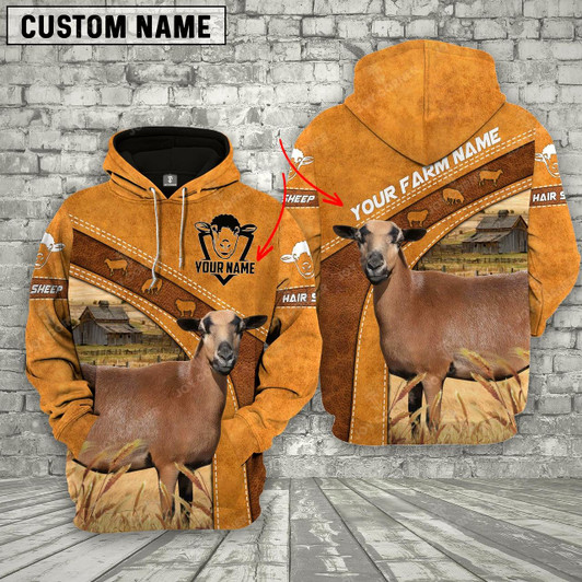 Goofygear Personalized Hair Sheep Name Printed Cattle 3D Hoodie and Zipper Hoodie