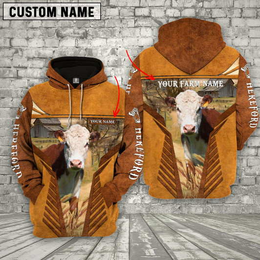 Goofygear Personalized Hereford Cattle Name Printed 3D Retro Pullover Sweatshirt