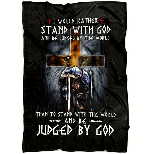 I Would Rather Stand With God Christian Fleece Blanket with Bible Verse Inspirational Religious Throw