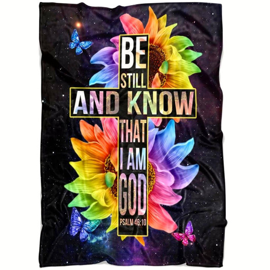 Be Still And Know That I Am God Christian Fleece Blanket with Bible Verse Inspirational Religious Blanket