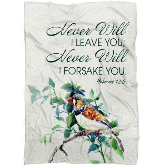 Hebrews 13 5 Never Will I Leave You Never Will I Forsake You Christian Fleece Blanket with Bible Verse Inspirational Throw