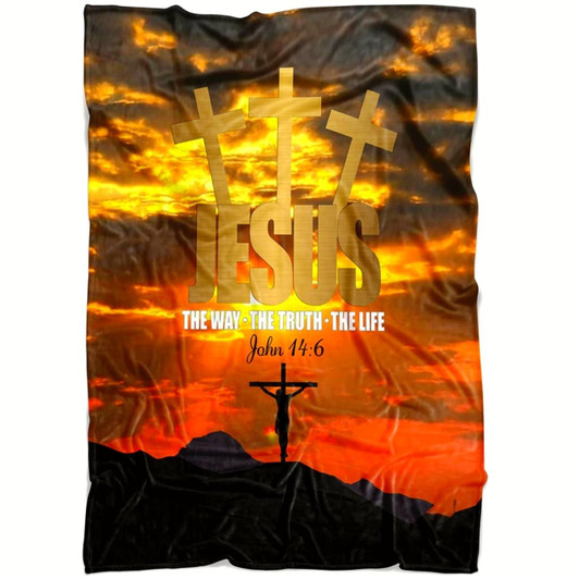 Jesus The Way The Truth The Life Christian Fleece Blanket with Bible Verse Inspirational Religious Throw