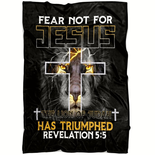 Revelation 5 5 Jesus Lion Christian Fleece Blanket with Bible Verse Inspirational Religious Faith Blanket