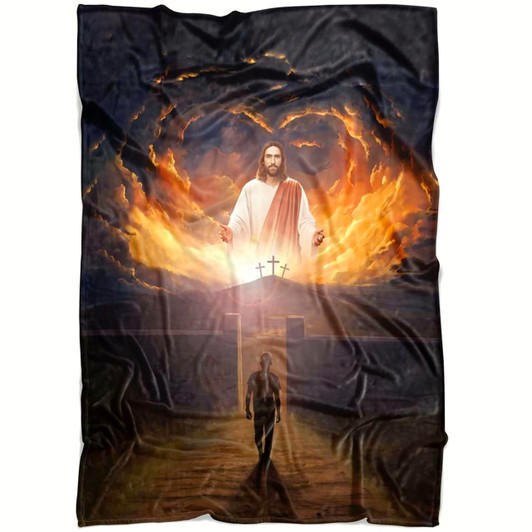 Jesus Come Back With Open Arms Christian Fleece Blanket with Bible Verse Inspirational Religious Blanket