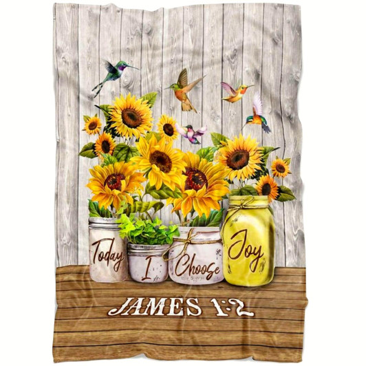 James 1 2 Today I Choose Joy Christian Fleece Blanket with Bible Verse Inspirational Religious Faith Throw