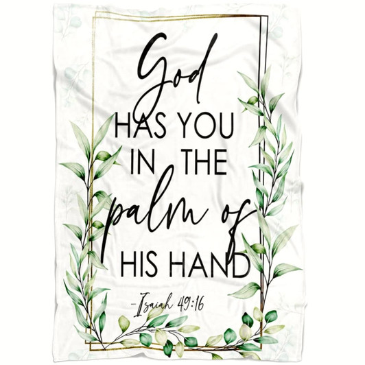 Isaiah 49 16 God Has You In The Palm Of His Hand Christian Fleece Blanket with Bible Verse Inspirational Religious Blanket