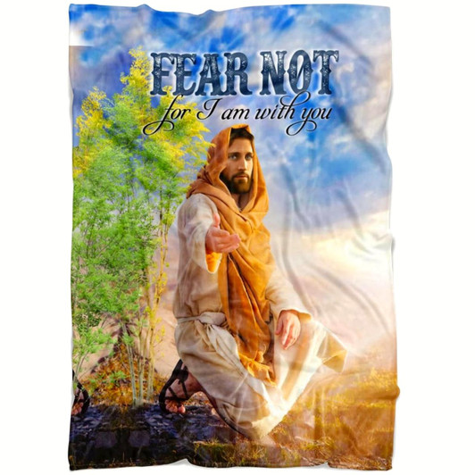 Isaiah 41 10 Fear Not For I Am With You Christian Fleece Blanket with Bible Verse Inspirational Faith Blanket