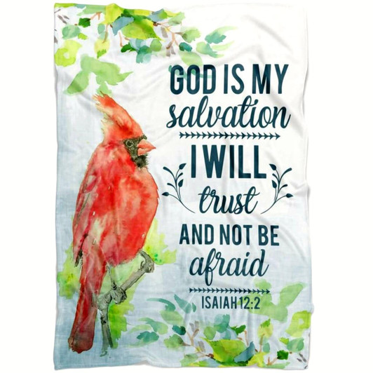 Isaiah 12 2 God Is My Salvation Christian Fleece Blanket with Bible Verse Inspirational Religious Faith Throw