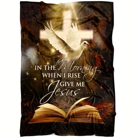In The Morning When I Rise Give Me Jesus Christian Fleece Blanket with Bible Verse Inspirational Religious Throw