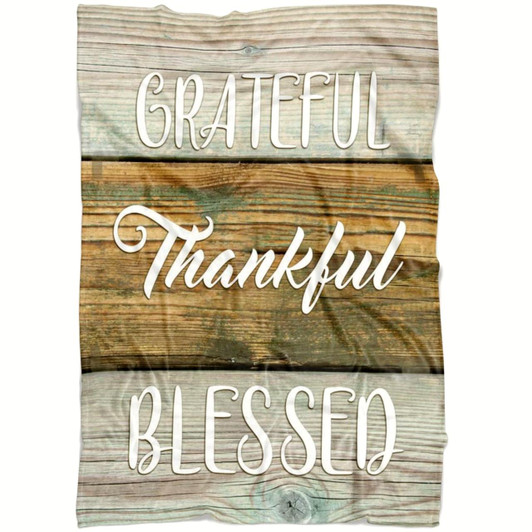Grateful Thankful Blessed Christian Fleece Blanket with Bible Verse Inspirational Religious Faith Blanket