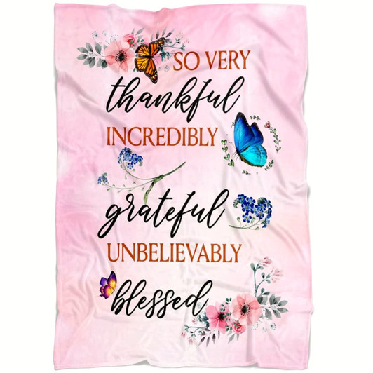 Grateful Thankful Blessed Christian Fleece Blanket with Bible Verse Inspirational Religious Faith Throw Blanket