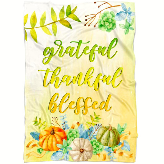 Grateful Thankful Blessed Christian Fleece Blanket with Bible Verse Inspirational Religious Faith Blanket Gift