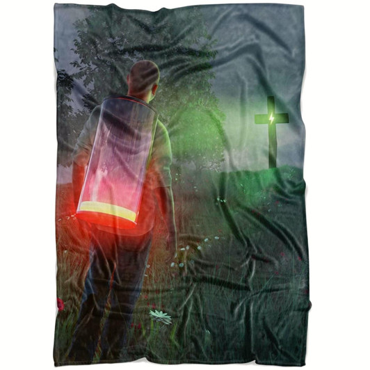 God Is The Plug Christian Fleece Blanket with Bible Verse Inspirational Religious Faith Throw Blanket
