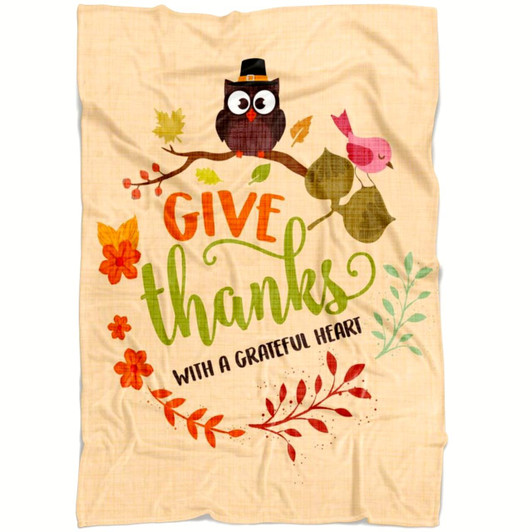 Give Thanks With A Grateful Heart Christian Fleece Blanket with Bible Verse Inspirational Religious Faith Blanket