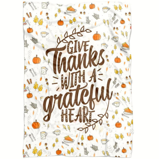 Give Thanks With A Grateful Heart Christian Fleece Blanket with Bible Verse Inspirational Religious Throw Blanket Style 1