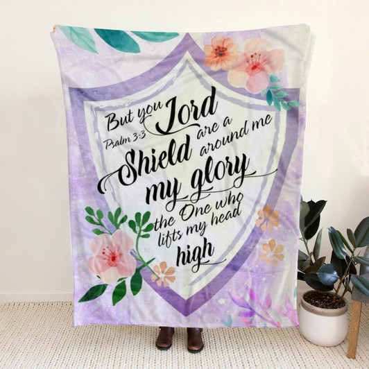 Sherpa Fleece Blanket Psalm 3 3 But You Lord Are A Shield Around Me Christian Blanket with Bible Verse Inspirational