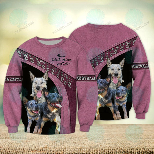 Goofygearprints Australian Cattle Love Never Walk Alone 3D Full Print Christmas Sweatshirt Shirts