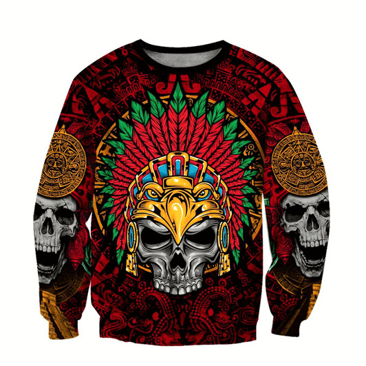 Goofygearprints Aztec Eagle Warrior Skull All Over Printed Unisex Sweatshirt Shirts