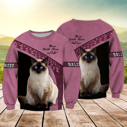 Goofygearprints Balinese Cat Never Walk Alone 3D Full Print Christmas Sweatshirt