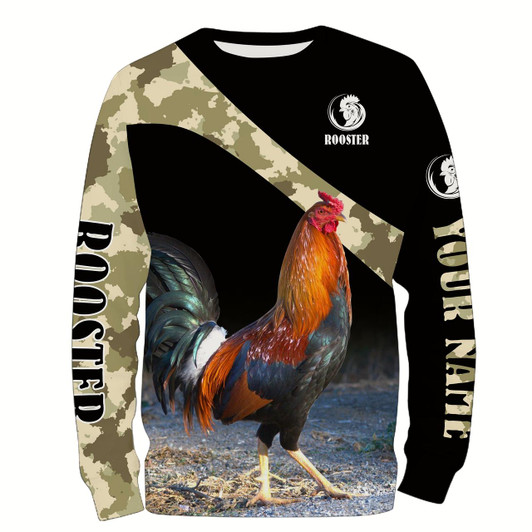 Goofygearprints Beautiful Rooster Personalized Name 3D All Over Print Sweatshirt Christmas Shirt