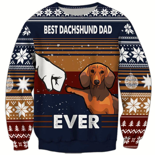 Goofygearprints Best Dachshund Dad Christmas Sweatshirt, Dachshund Sweatshirt, Dog Sweatshirt For Humans