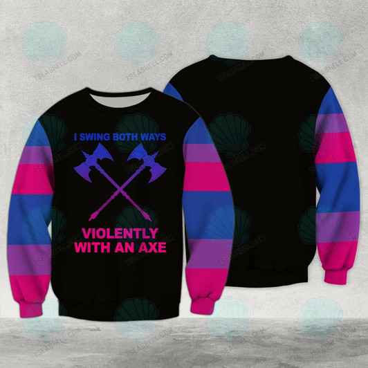 Goofygearprints Bisexual 3D Christmas Shirt, LGBT Bisexual Dinosaur Swing Both 3D All Over Printed Shirt, Bisexual Pride Apparel