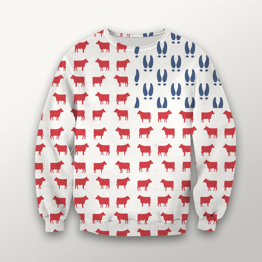Goofygearprints Black Angus US Flag Pattern 3D All Over Print Christmas Sweatshirt