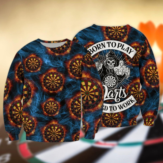 Goofygearprints Born To Play Darts 3D Printed Sweatshirt Shirts, Christmas Gift for Dart Lovers