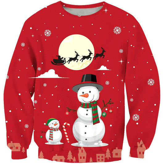 Goofygearprints Christmas All Over Print Santa Ride Snowman 3D Sweatshirt , Funny Christmas Shirt