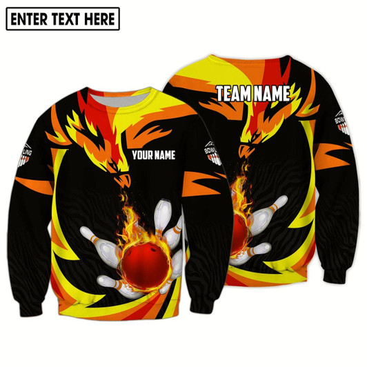 Goofygearprints Personalized Name Phoenix Bowling Fire 3D Sweatshirt , Gift for Bowling Lovers