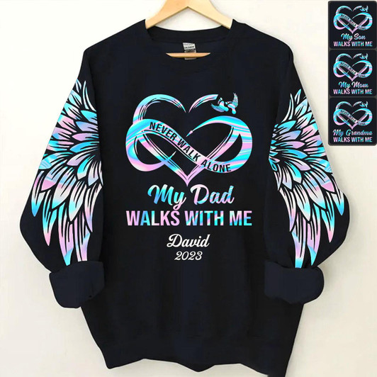 Goofygearprints Personalized Family Loss Never Walk Alone Personalized 3D All Over Print Sweatshirt